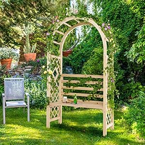 Giantex 81in Garden Arch with 2-Person Bench, Wooden Garden Arbor Archway Trellis for Climbing Plants, Outdoor Wedding Arches Patio Trellis Pergola for Ceremony Party Lawn Backyard, Load 543 lbs Giantex 81in Garden Arch with 2 Person Bench Wooden Garden Arbor Archway Trellis for Climbing Plants Outdoor Wedding Arches Patio Trellis Pergola for Ceremony Party Lawn Backyard Load 543 lbs