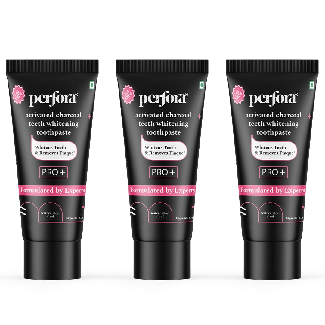 Perfora Activated Charcoal Whitening Toothpaste 150 gms (50 g x 3) | Enamel Safe Teeth Whitening Toothpaste for Men & Women | Removes Coffee, Tobacco & Wine Stains | SLS Free | Watermelon Mint (B0CFHS44LM) Amazon Price History, Amazon Price Tracker