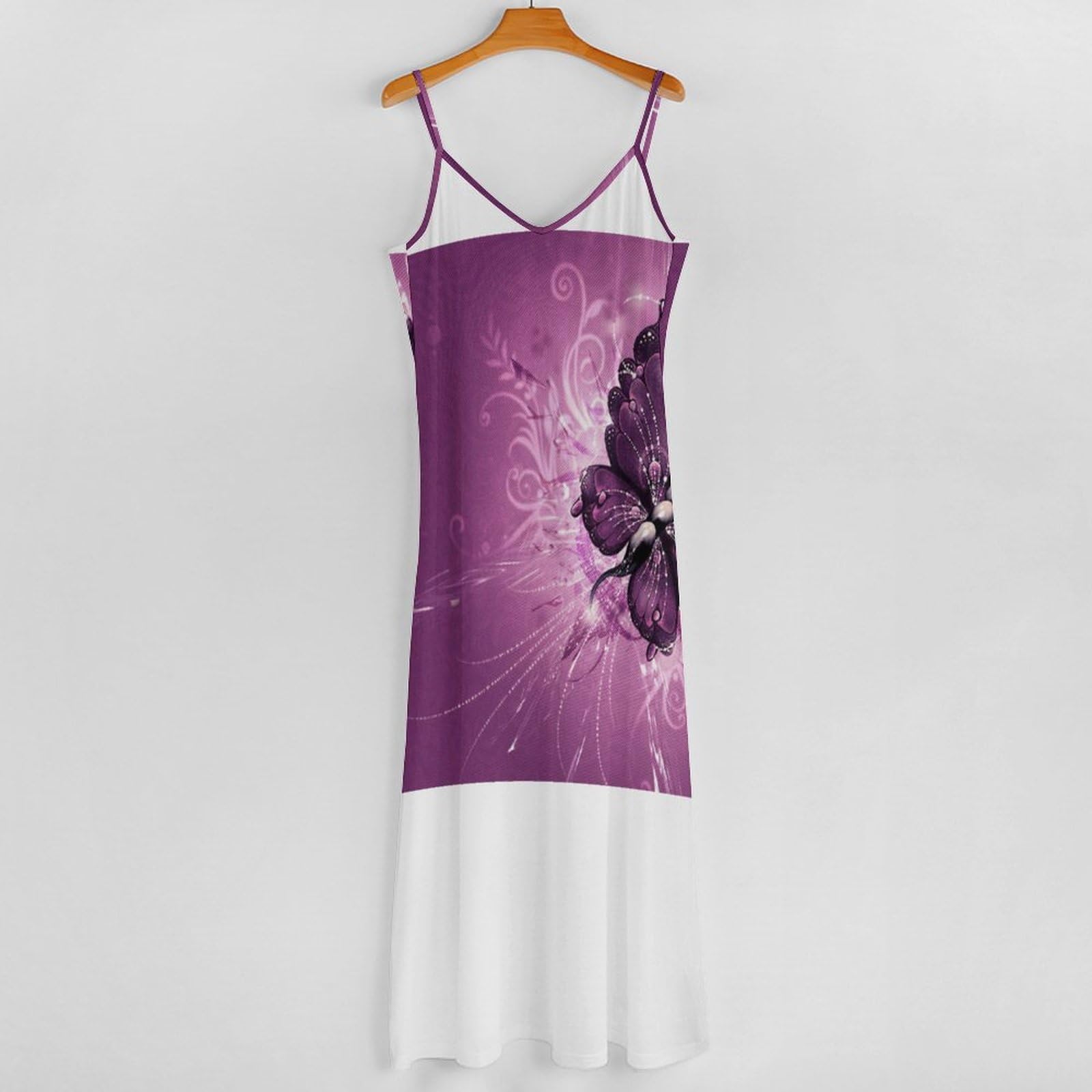 Vestido largo de verano para mujer, vestido de verano con cuello en V, tirantes delgados, vestido de playa