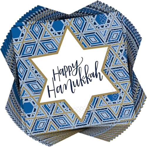 Amscan 712623 Hanukkah Festival of Lights Luncheon Napkins, Multicolor, 6 1/2" x 6 1/2"