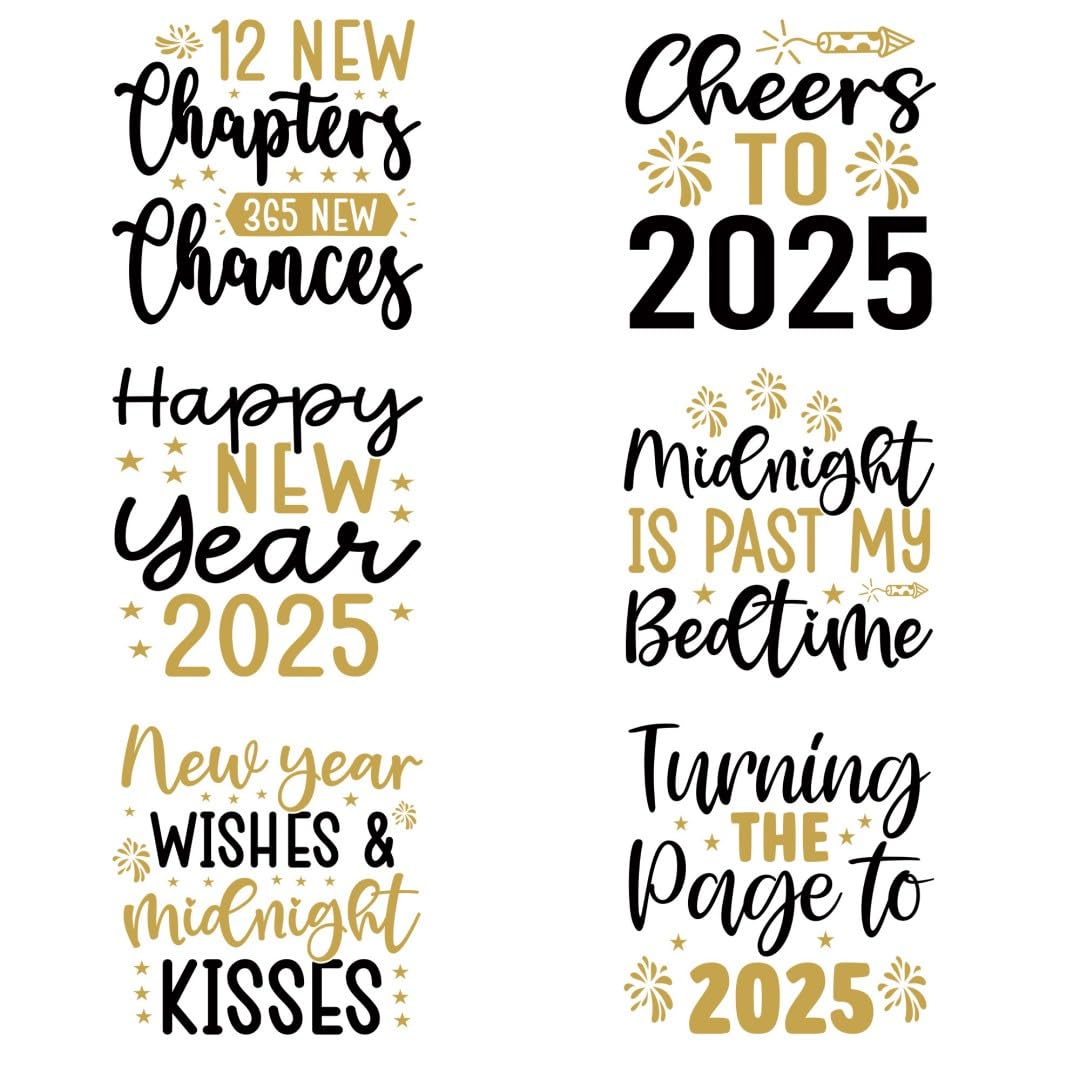 Happy New Year 2025 Iron Transfer Patch Heat Transfer Sticker Vinyl Design Iron Applique T-Shirt Clothing DIY Craft Applique Clothing Decoration
