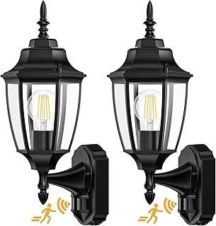 Lamomo Outdoor Wall Sconce, 2 Pack Dusk to Dawn Motion Sensor Light Fixtures, Exterior