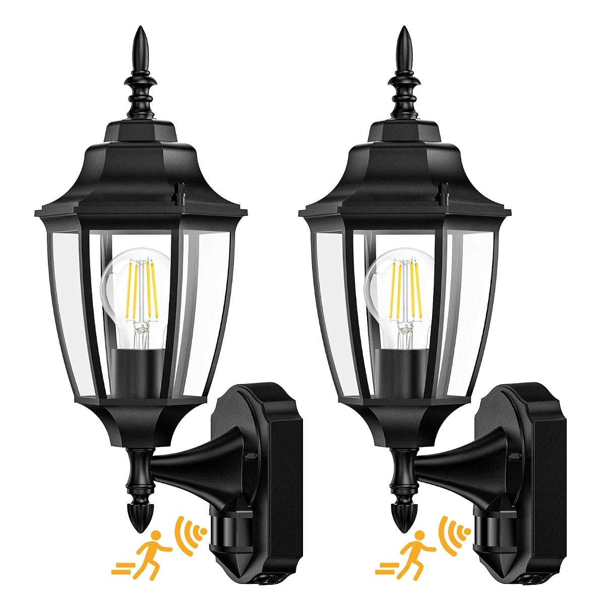 Lamomo Outdoor Wall Sconce, 2 Pack Motion Sensor Porch Lights, Aluminum