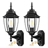 Outdoor Wall Sconce, 2 Pack Dusk to Dawn Motion Sensor Light Fixtures, Exterior Aluminum Waterproof Porch Lights for Patio Front Door Garage