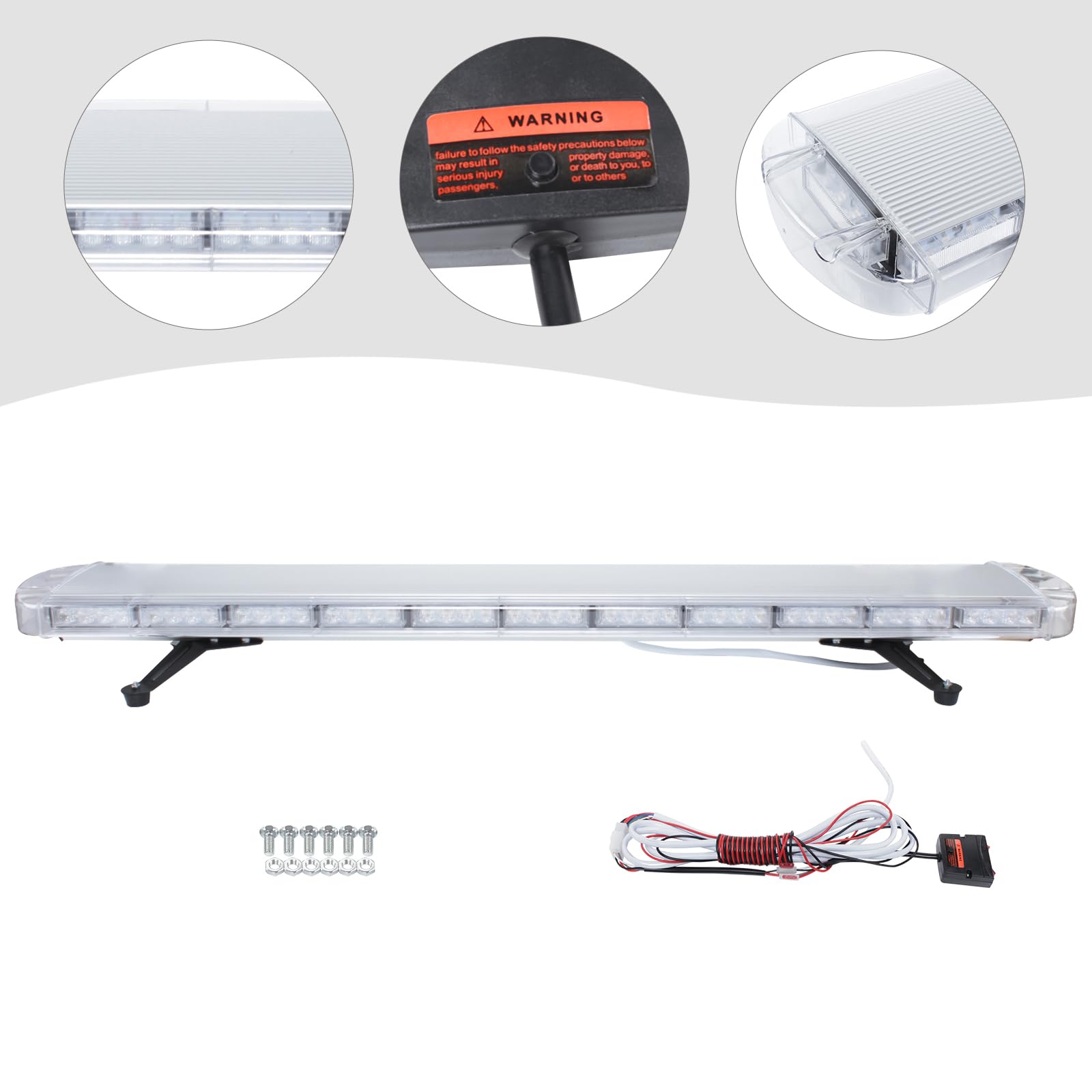 Faro Lampeggiante Led Giallo 96W Universale Lampada Da Soffitto Led 12-24V Per Auto 15 Modalità Di Lampeggiamento Con Controller Adatto Per Guida Notturna E Intemperie.