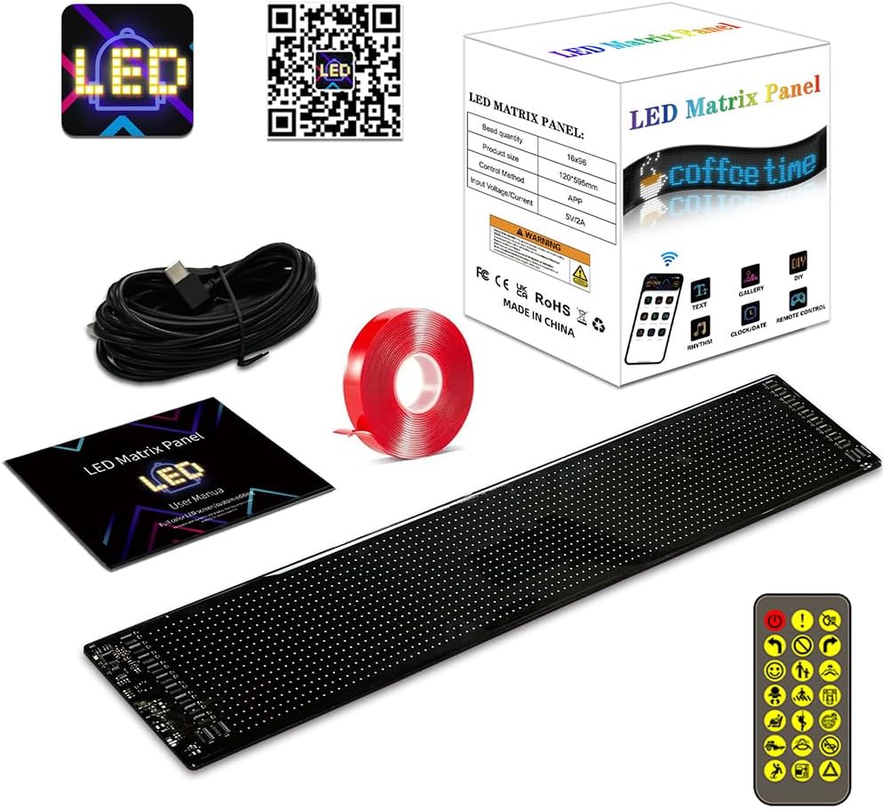 2PCS LED Eyes for Car Devil Light - Flexible Panel with App Control and Remote - Programmable Display for Car/Truck Window (4.72x23.62in-2Pcs)