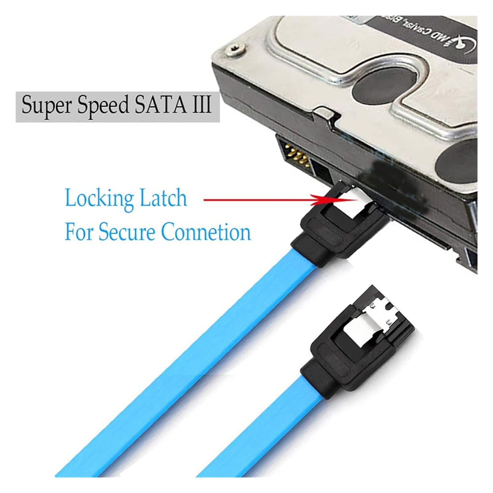 Etero 12 Confezione 90 gradi ad angolo retto SATA III HDD SDD Cavo 6.0 Gbps Con Meccanismo di bloccaggio 16Inch compatible with SATA HDD, SSD, CD Autista(Svart)