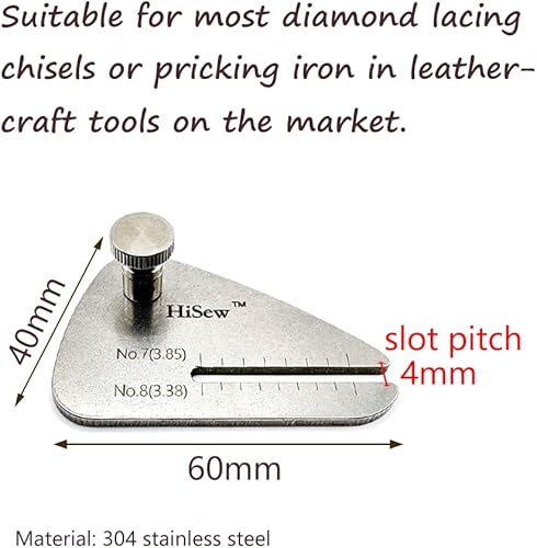 Miniatura 8 de Hisew - Kit de placa y tijeras de cuero para punzón con costuras de cuero cincel con cordones de diamante accesorio de herramientas de trabajo para