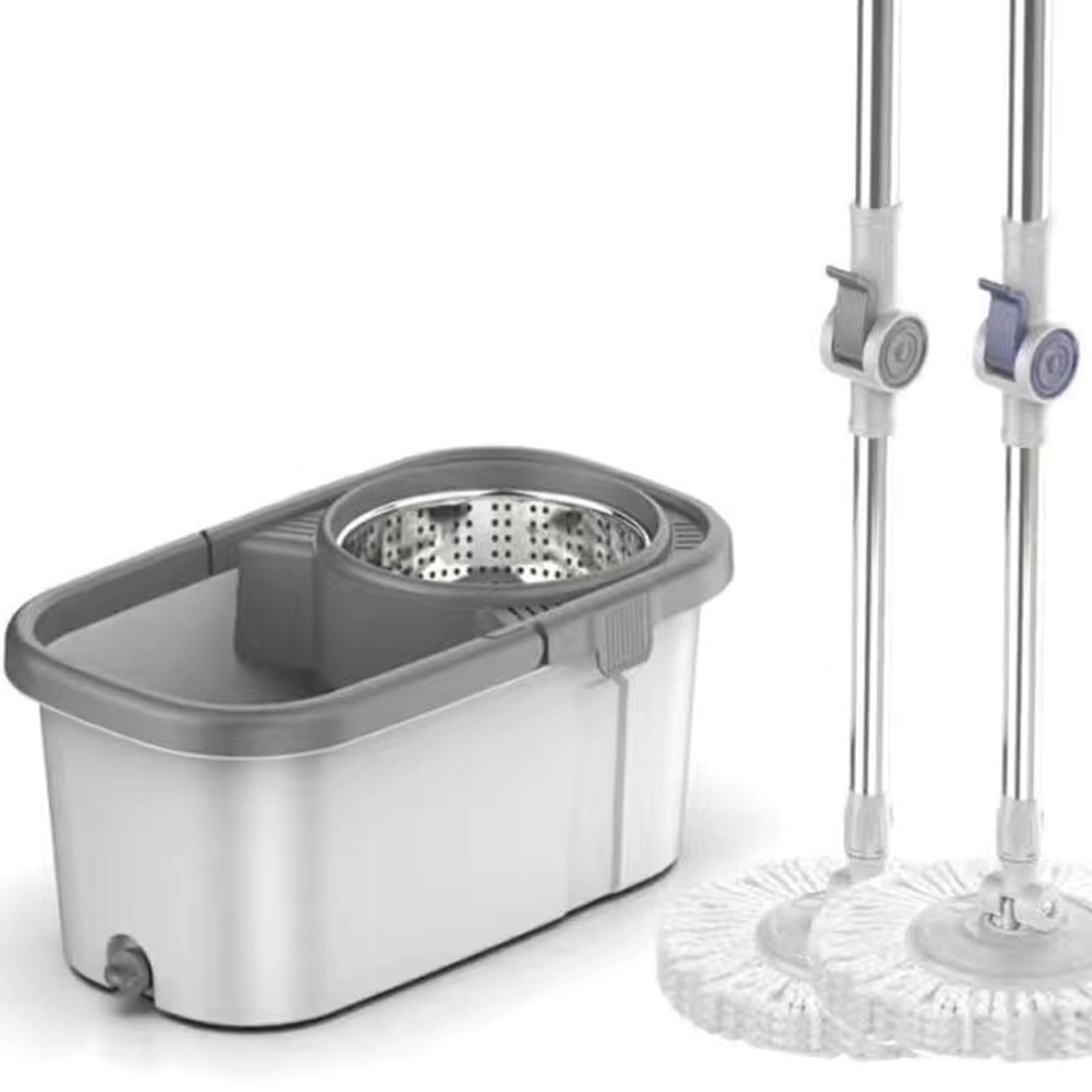 Este Juego de fregona giratoria y Cubo con escurridor para el hogar, Sistema de fregona giratoria de Microfibra con 7 Cabezales de Recambio, Mango extendido de 51,2" para la Limpieza de suel