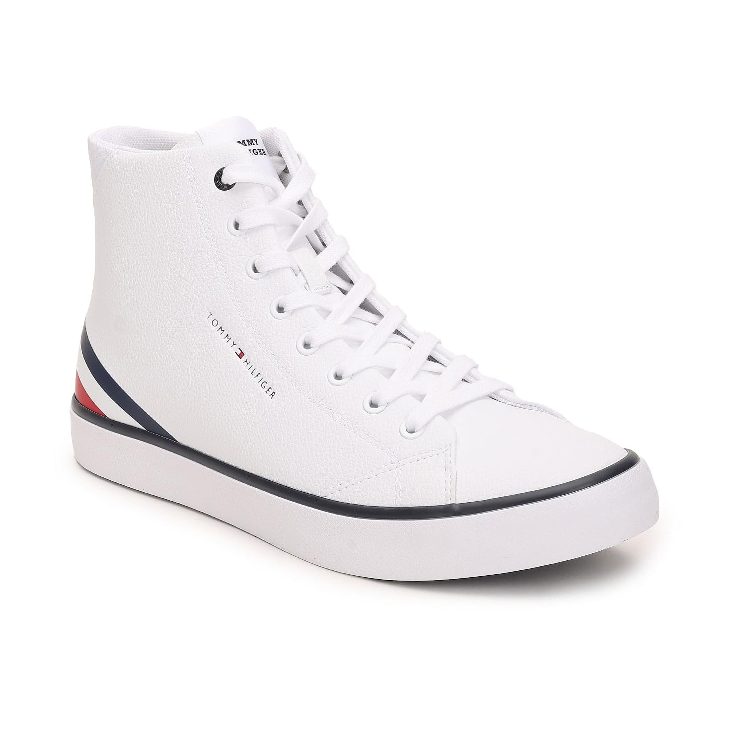 Tommy Hilfiger Leather Solid Black Men Flat High-Top Sneakers (F23HMFW071) Size- 45 (B0CKWB1KHM) Amazon Price History, Amazon Price Tracker