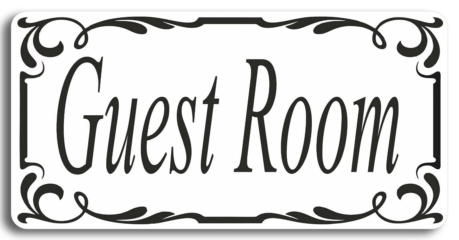 WaterShed DesignsGuest Room Door Sign Self Adhesive Vinyl Sticker, Decal, White, 20 x 10 cm
