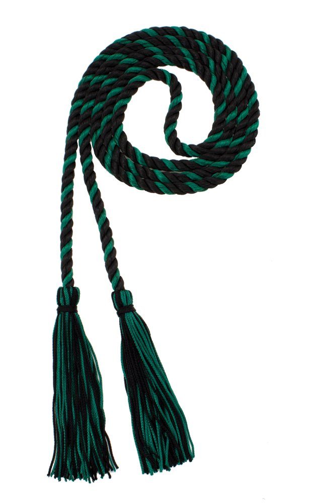 Tassel Depot Graduation Honor Cord - Black/Dark Green - Every School Color Available - Made In Usa