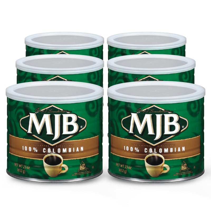 MJB Coffee, Colombian Ground Coffee, Medium Roast, 6 Packs of 23 Oz