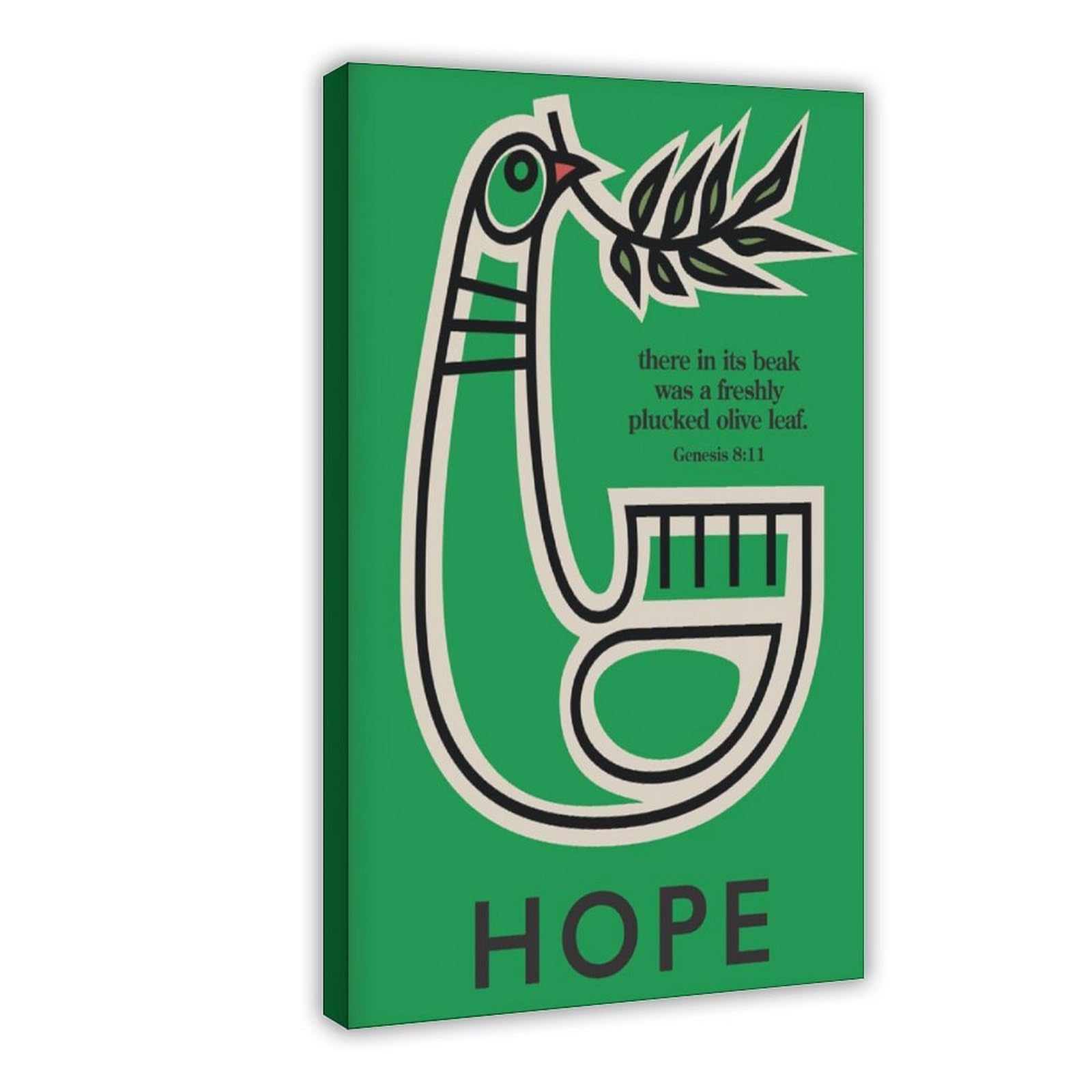 GJtyRFH Dove of HOPE Olive Branch Noah's Ark Bird Mid Century Willi Baum Jewish Canvas Modern Poster Wall Art Prints Paintings Living Room Bedroom Decor 24" L X 36" W