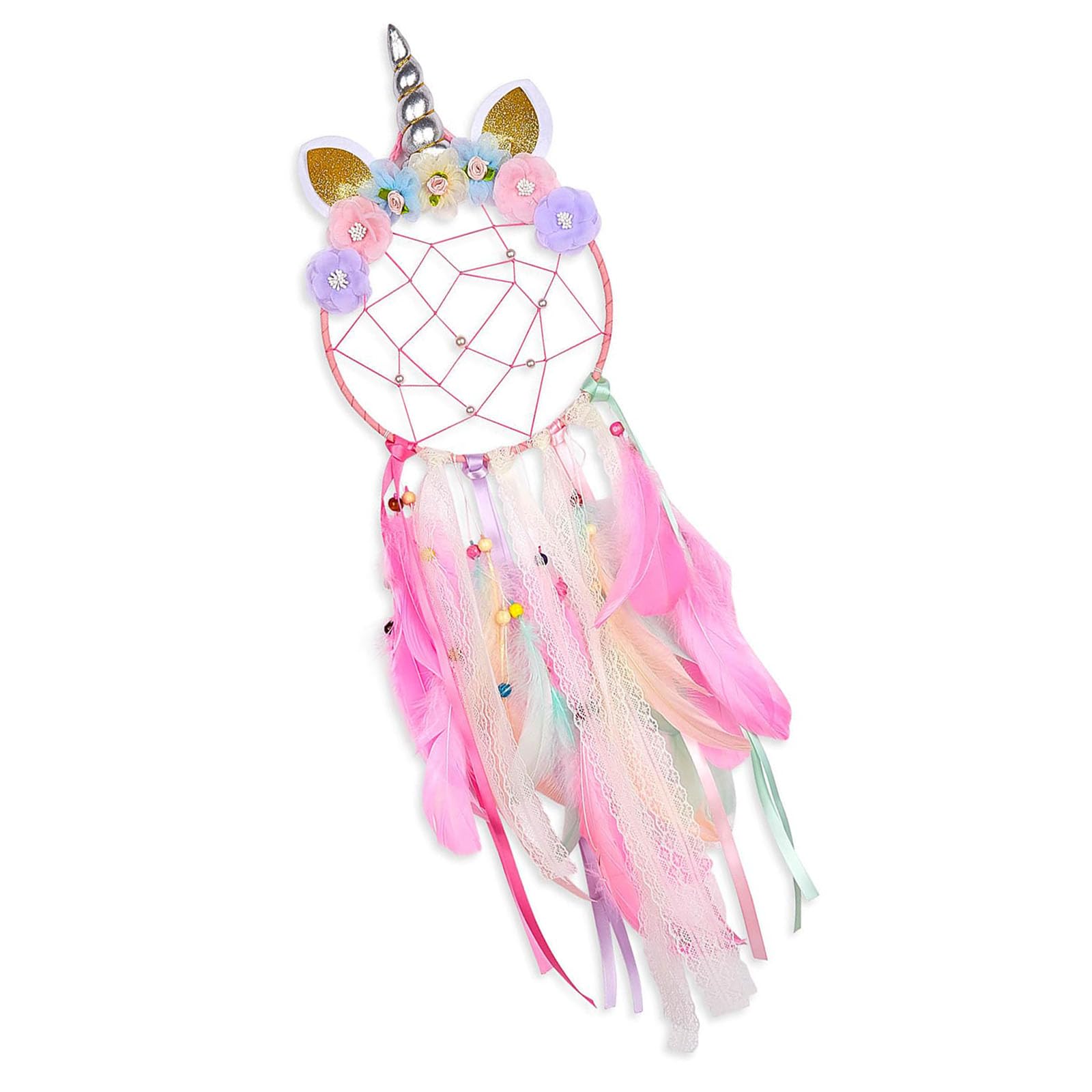 Funngy Girls Pink Dream Catcher For ,Unicorn Dream Catcher Light Dreamcatcher Large Dreamcatcher Unicorn Dreamcatchers Handmade Dreamcatchers For Kids Nursery Bedroom Blessing Birthday Gift