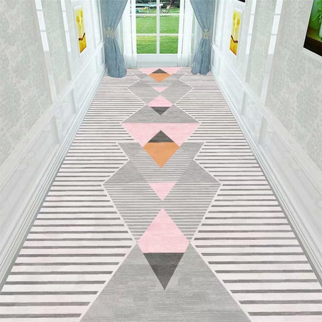 Tapis de couloir d'entrée gris lavable et antidérapant 120X200cm pour salon