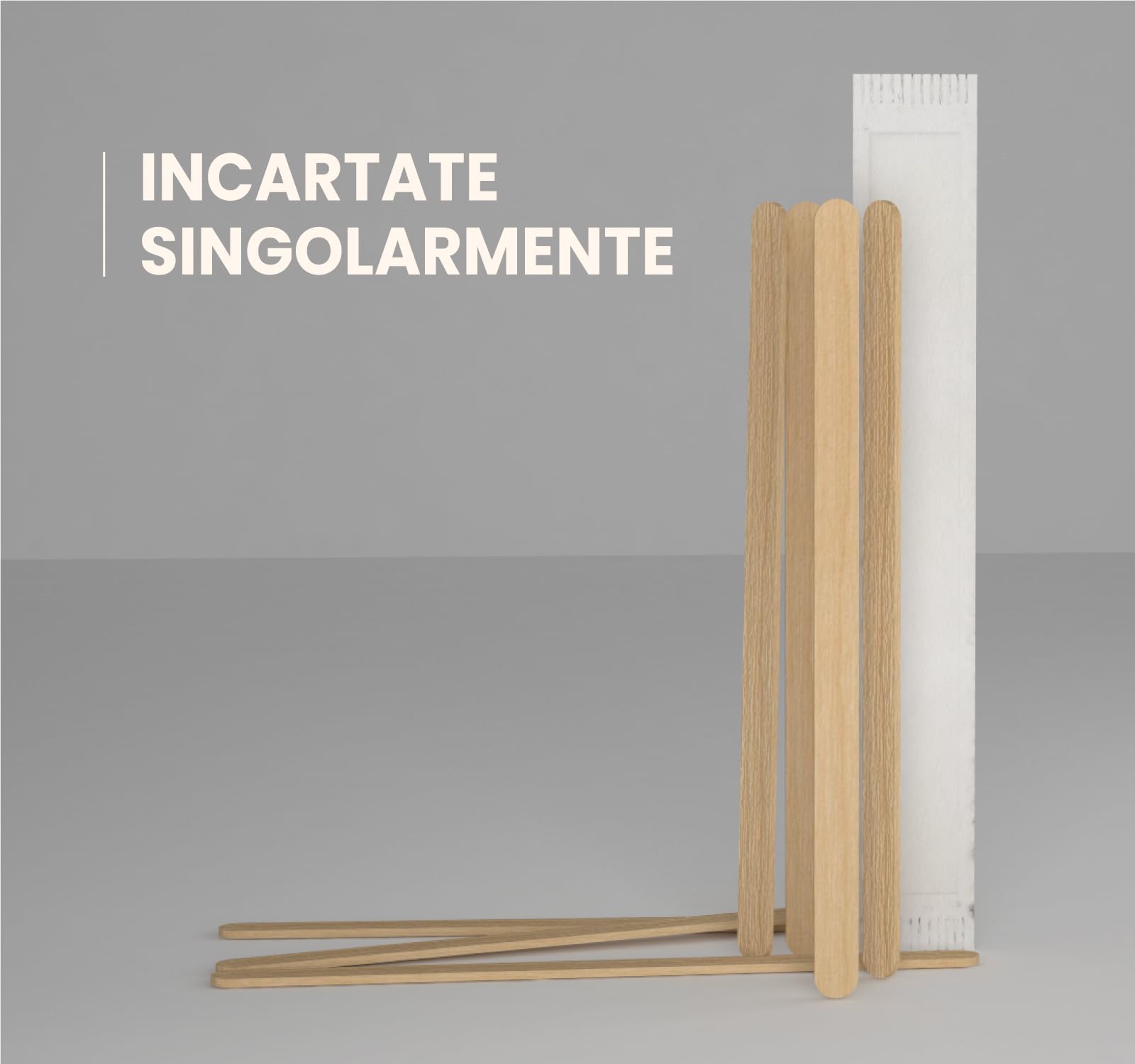 500 Palette Caffè Monouso in Legno di Betulla, Imbustate Singolarmente, Biodegradabili e Compostabili, Resistenti al Calore per Mescolare Caffè e Bevande - Made in Italy