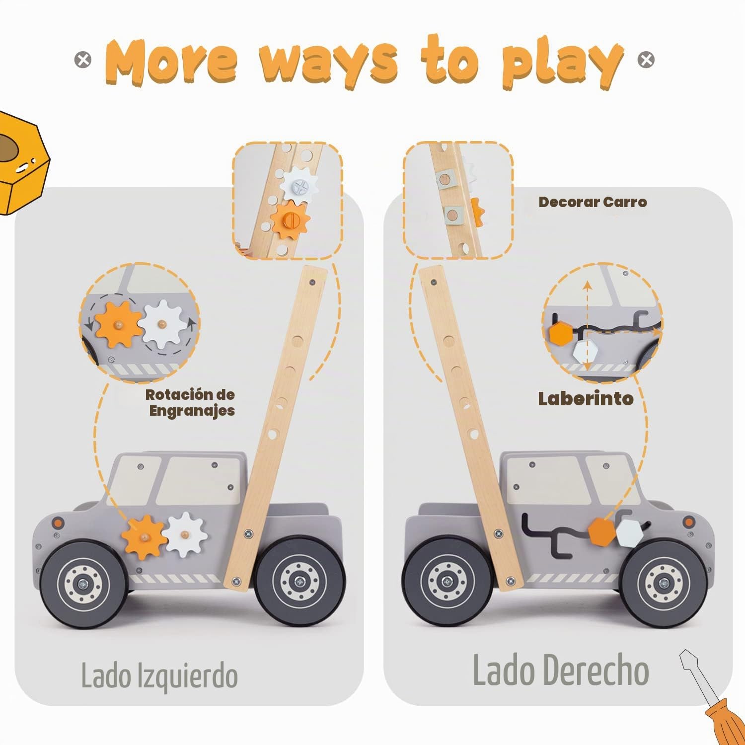 Labebe Andador de Madera, Banco de Herramientas para niños pequeños, Andador de Madera para niños y niñas, Banco de Trabajo Infantil, Centro de Actividades para bebés, Juguetes Montessori para niños