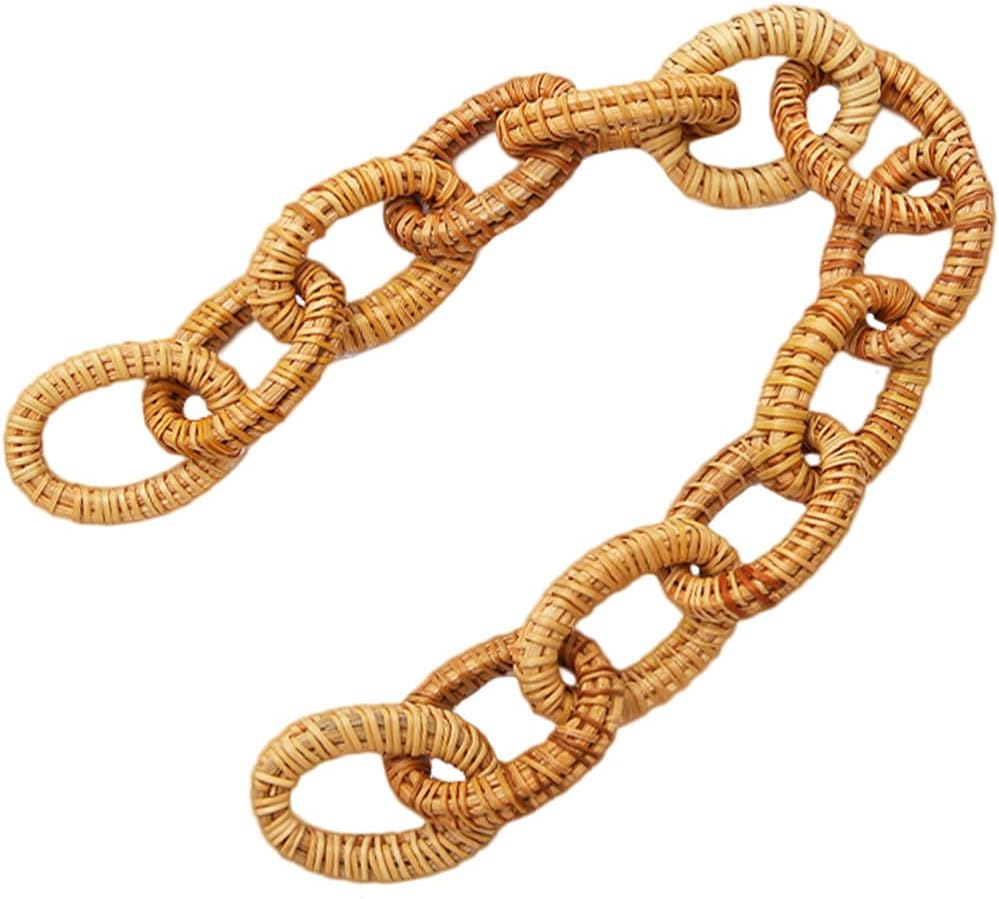 Milisten Rattan Woven Chain Link 16.92 Inch Rustic Decorative Ring for Wall Hanging and Table Decor Natural Wicker Home Accent