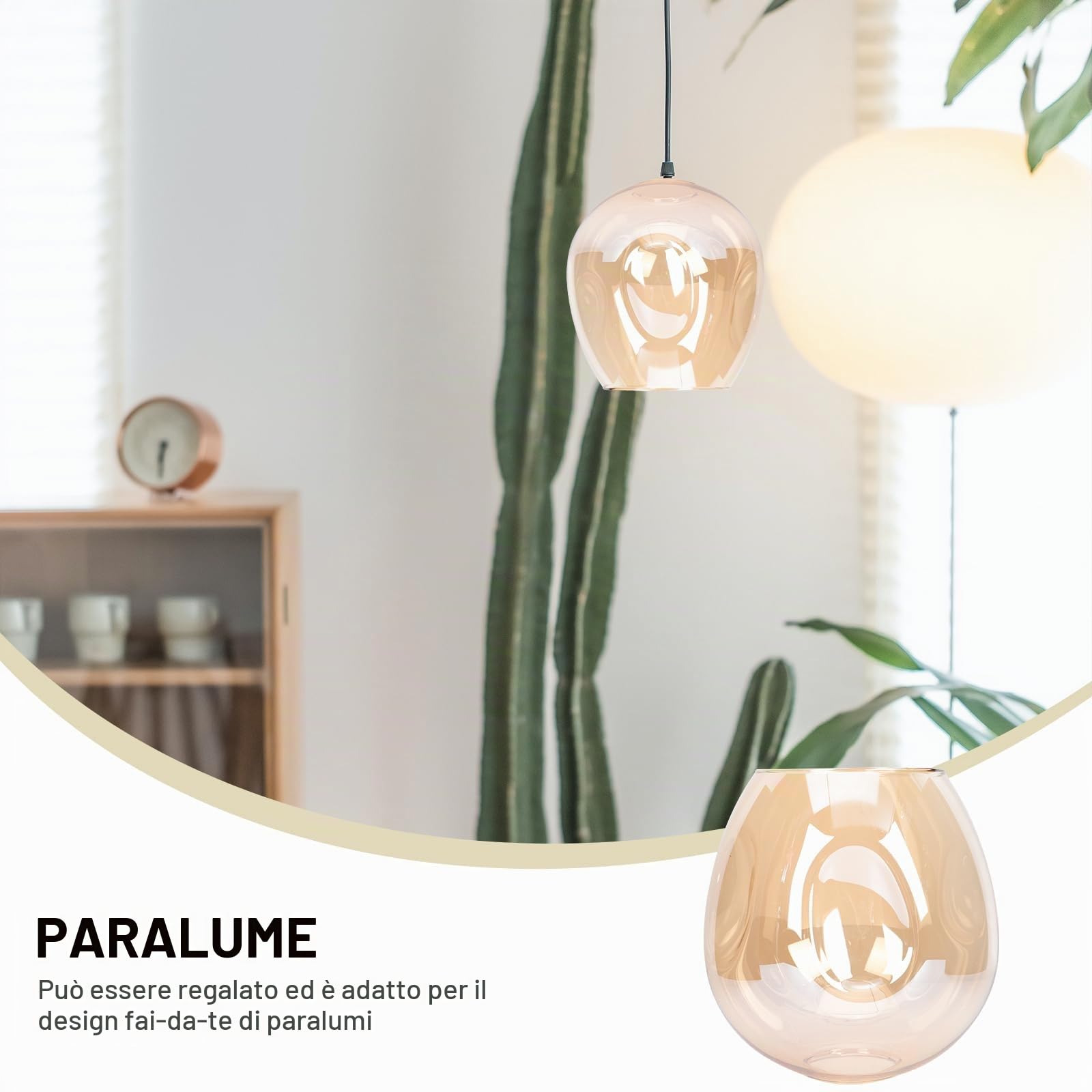 Paralume in Vetro Trasparente Accessorio Lampada Sostitutivo Per Lampade Da Tavolo Piantana E Applique Design Moderno Semplice Ed Elegante