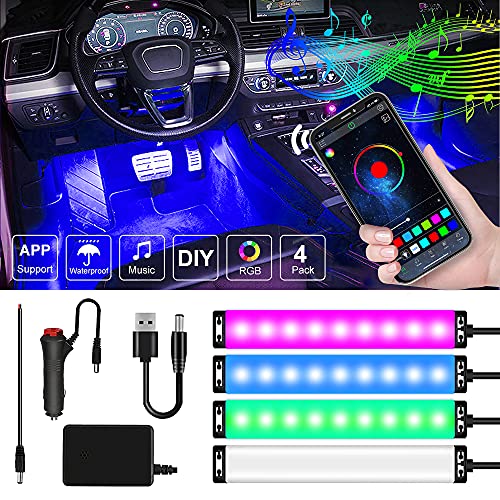MONDEVIEW LED Interior Car Lights Mellow Housing Design 56 Modes 36 Chips 16 Million Colors DIY 5-12V Ambient LED Strip Lights Interior Sync Music App Bluetooth Control Cigar Lighter/USB/DC Wire