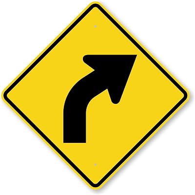 SmartSign 24 x 24 inch Right Curve MUTCD-Compliant Metal Sign (Symbol Only), 80 mil Aluminum, 3M Laminated High-Intensity Grade Reflective Material, Black and Yellow