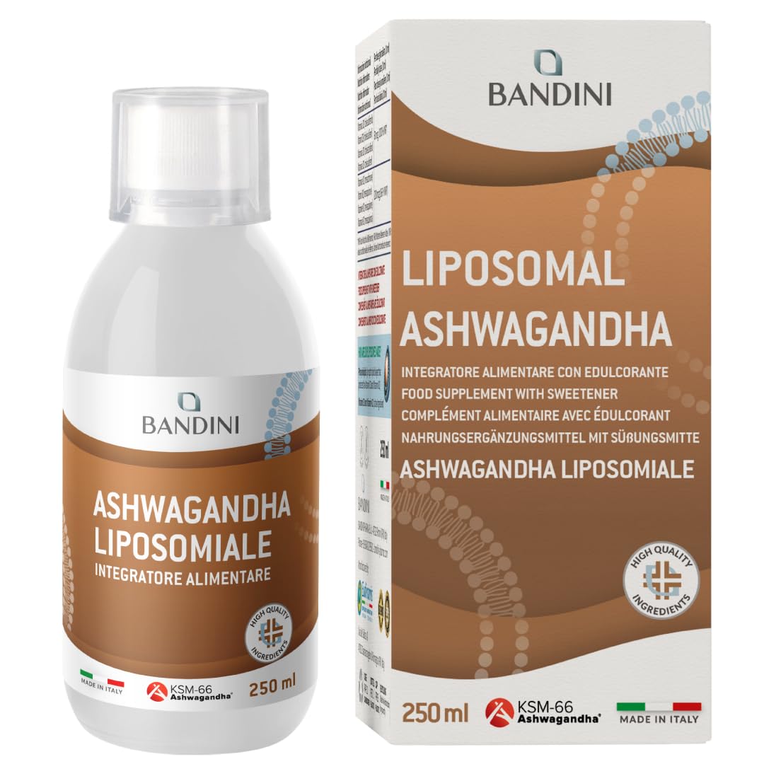 Bandini® Ashwagandha Liposomiale Liquida, Withania Somnifera con il 5% di Withanolidi - Alta Biodisponibilità ed Alto Assorbimento – Effetto Tonico-Adattogeno per Mente e Corpo – Flacone da 250 ml