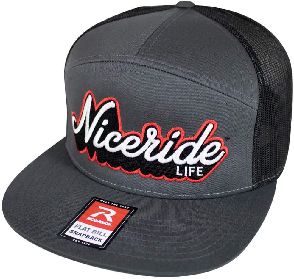 Snapback Half Pipe Grey 7 Panel Trucker Hat, Adjustable for Comfort and Fit, Lightweight and Breathable, Low Profile Design - Embroidered Logo - Image 7