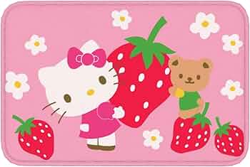 【新品未使用】ハローキティ　いちご　バスマット Amazon｜ハローキティ バスマット 速乾 洗える お風呂マット