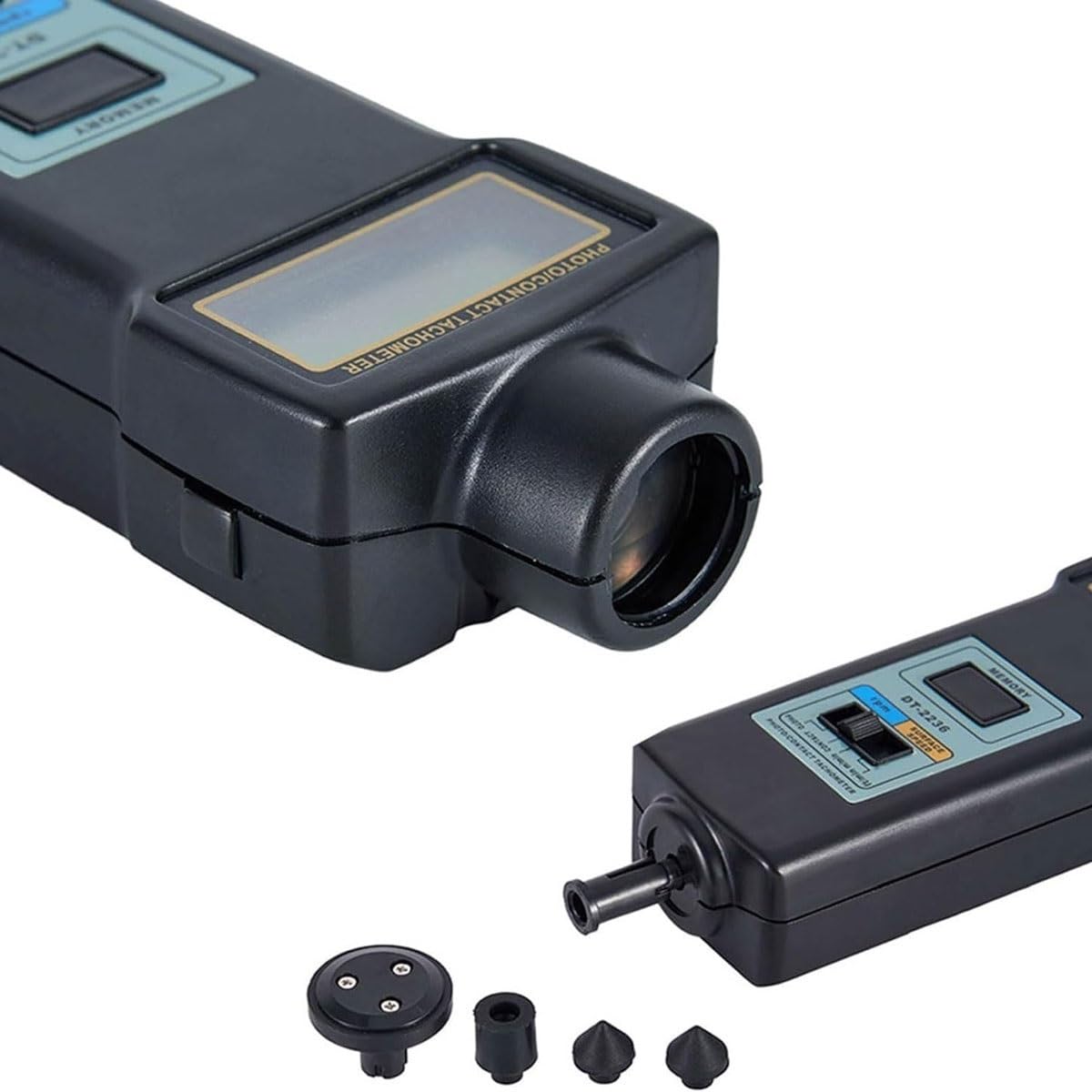 Handkontakt Foto Drehzahlmesser, Linearer Drehzahlmesser LCD Anzeige, 2.5-99999U/min Digitaler Drehzahlmesser 4 Sonden, Lineargeschwindigkeitsmessung m/min ft/min für Fuß Pro Sekunde Minute