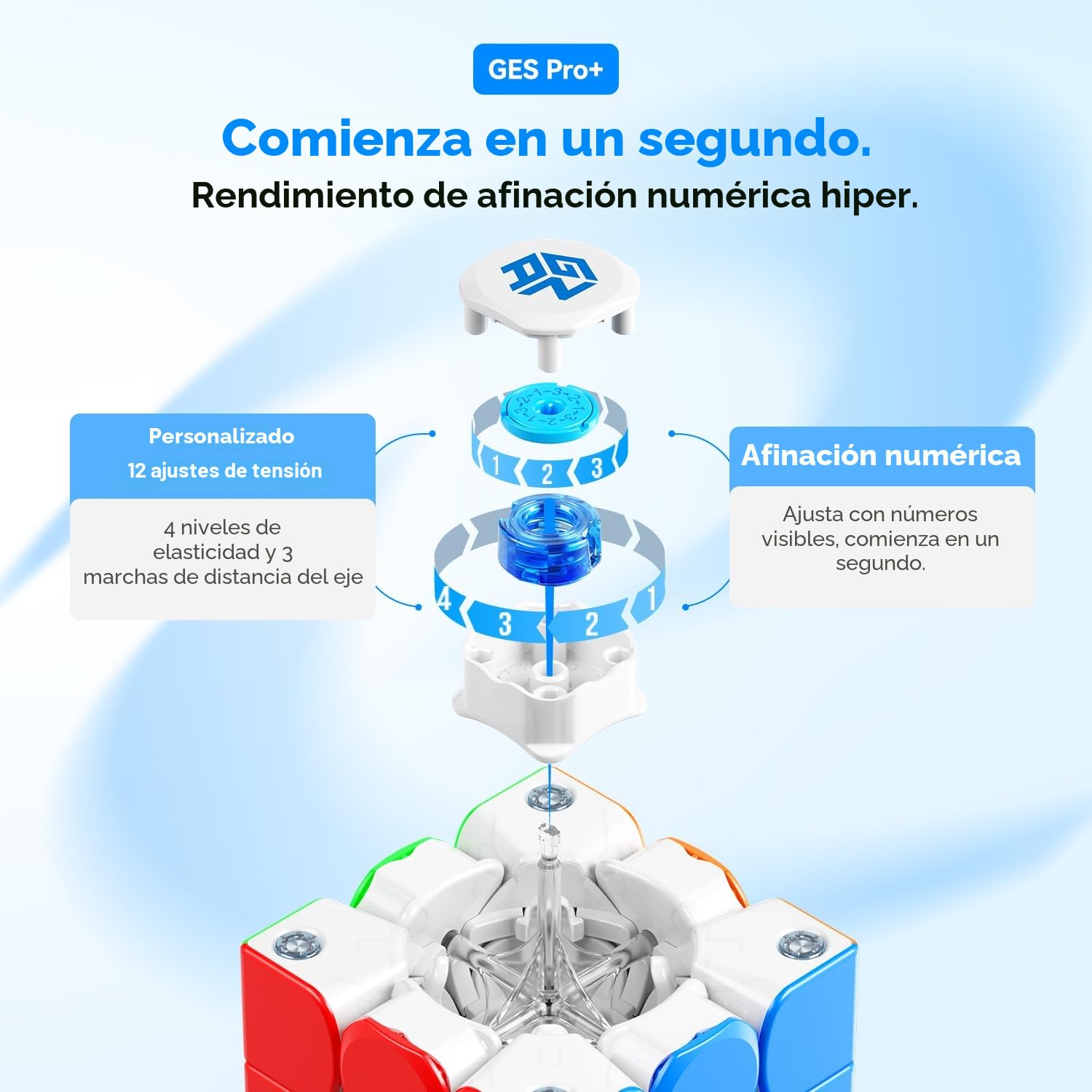 GAN 356ME Magnético Speed Cube de Edición Mejorada,Cubo Mágico 3x3 con 48 Imanes/GES Pro+/4 Niveles de Elasticidad,Profesional Original Iman-tado Cubo de Velocidad (Sin Pegatinas)