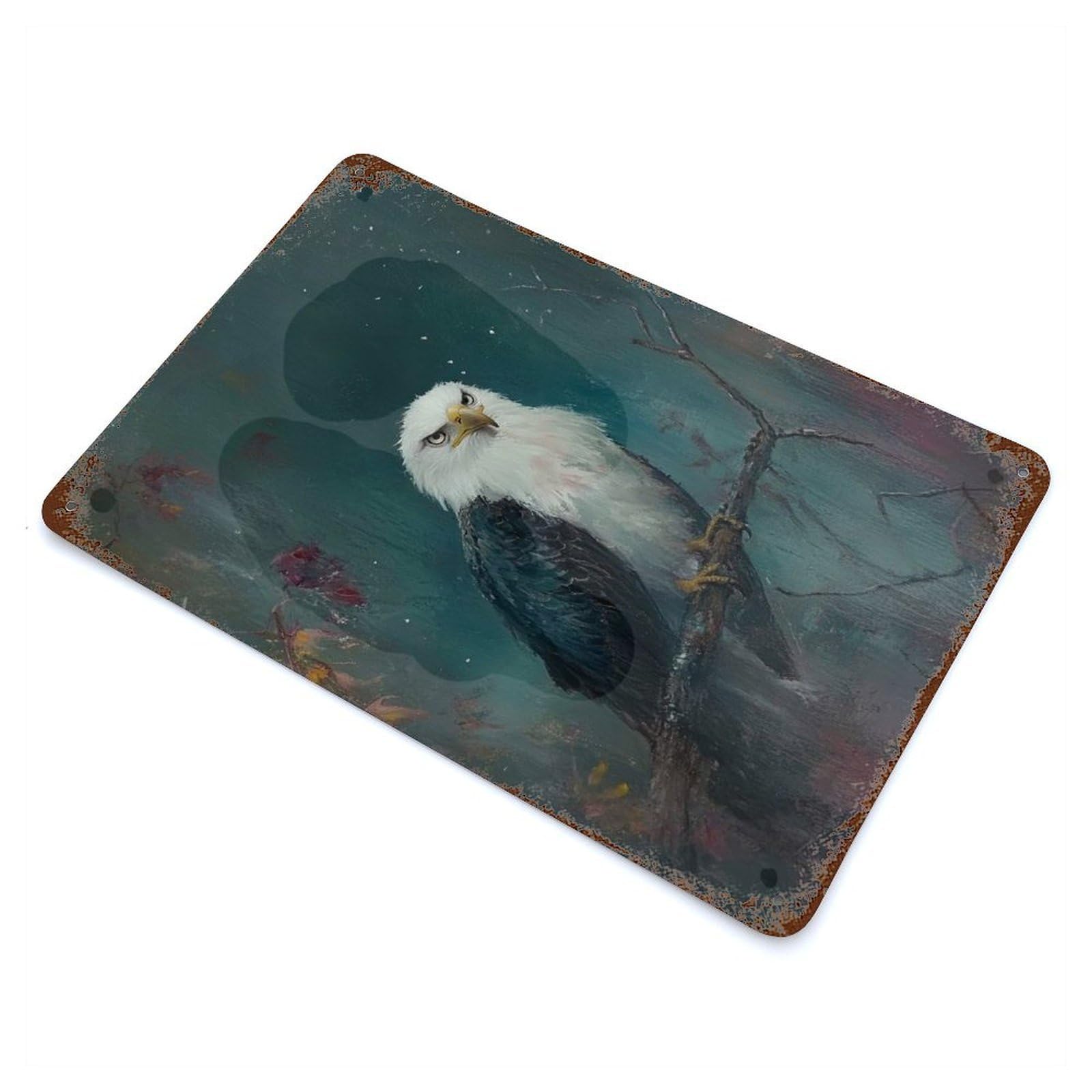 Majestic Bald Eagle Vintage Metal Tin Sign 11.8"x7.9", Farmhouse Wall Decor for Living Room, Hallway And Home Decor
