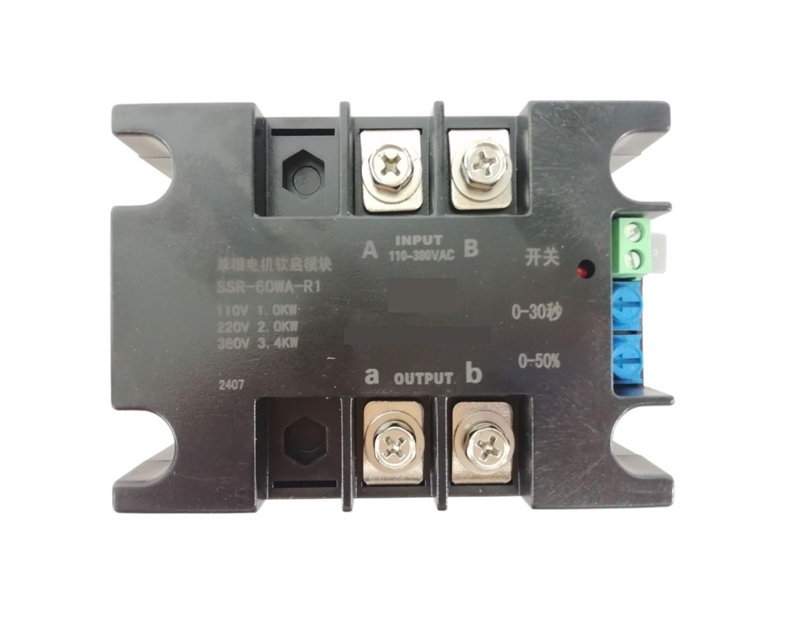 ZVQYSGIW 220V Motor Soft Starter Soft Stop SSR-100WA-R2(4KW) 4KW(SSR-40WA-R2(1.5KW))