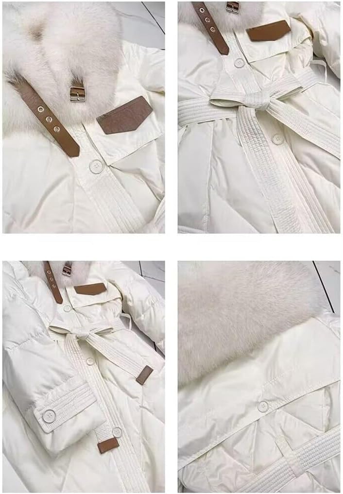 Women's Winter Medium-length Large Hair Collar Down Jacket Knee Thickened Waist Coat