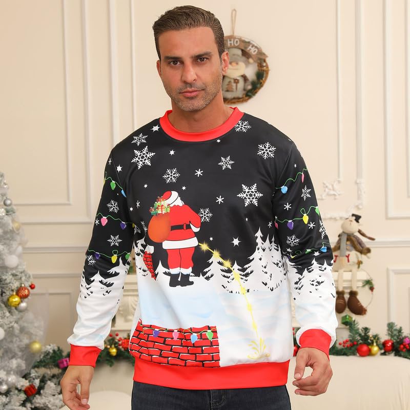 Santa Weeing on the Chimney Christmas Sweatshirt - Image 2