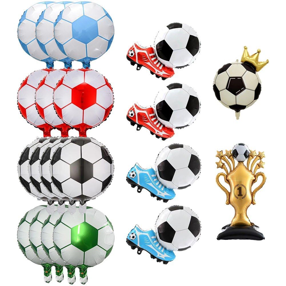 Danlai 3d Football Foil Balloon Set, Soccer Themed Inflatable Balloons Ornament for Sports Events Party Scene Layout