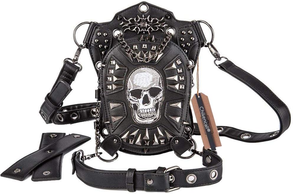 Gothic Steampunk Waist Bag - Multi-functional Drop Leg Pack Hip Belt Arm Bag Shoulder Fanny Pack Purse Pouch