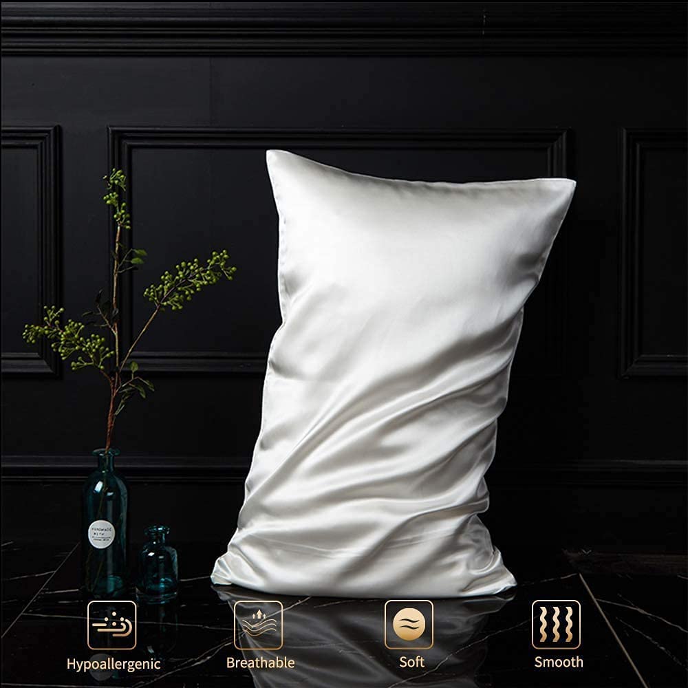 Silk Pillowcase for Pillow 100% Silk 22 Momme Oeko-Tex® Certified Anti-Ageing Hair and Skin Benefits (60 x 60 cm, Grey) - Image 4