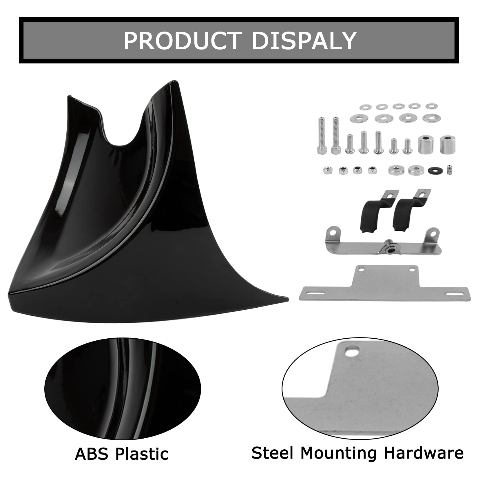 Garde-boue D'aile Avant Spoiler pour Harley Davidson Fatboy Softail Touring Glide Dyna 2004-2017, PSLER Bas Carénage Accessoires de Modification de Moto(Noir Brillant)