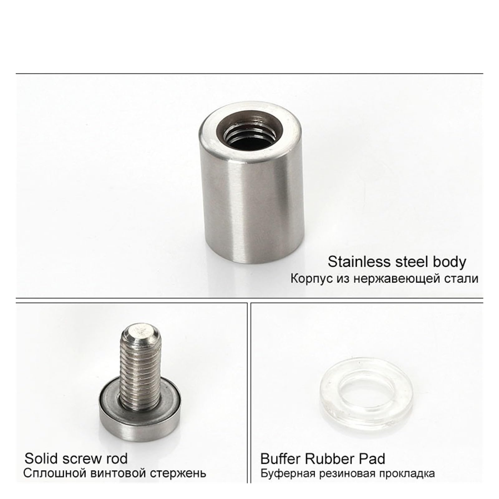 Fijaciones de separador,Tornillo publicitario,40 piezas Tornillos fijación separadores publicitarios acrílicos vidrio acero inoxidable 12x20-100 mm(12x60mm)