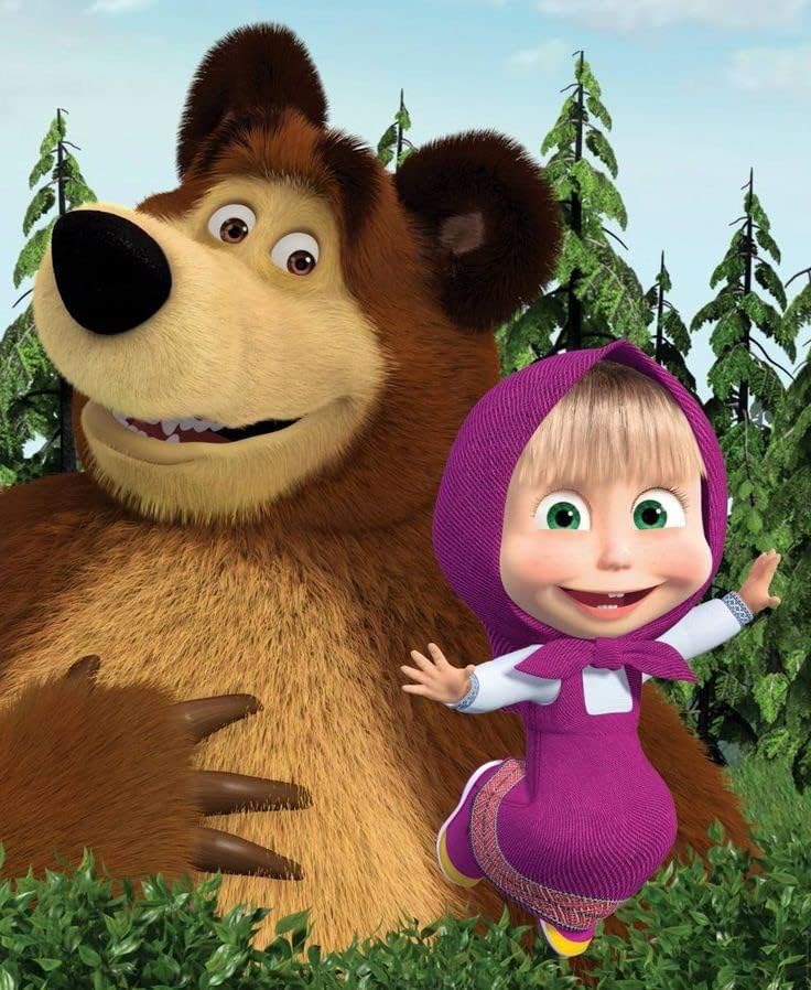 APM Masha & The Bear Wall Sticker Fully Waterproof Vinyl Sticker self Adhesive for Living Room, Bedroom, Office, Kids Room 12X18 inches (MB11)