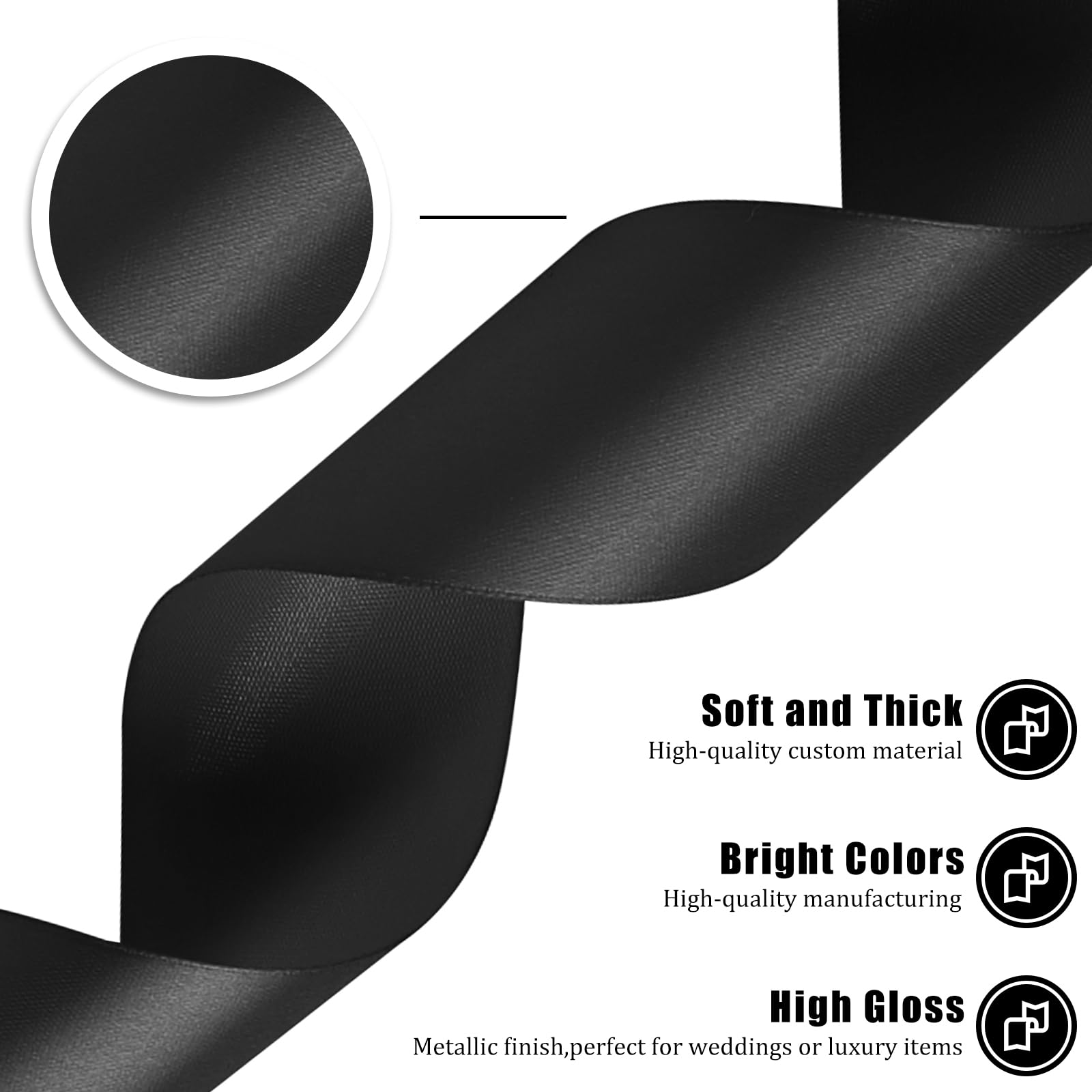 GXFCING Black Ribbon 50mm Wide, 46M Thick Black Satin Ribbon Christmas Ribbon for Gift Wrapping Crafting, DIY Sewing - Image 4