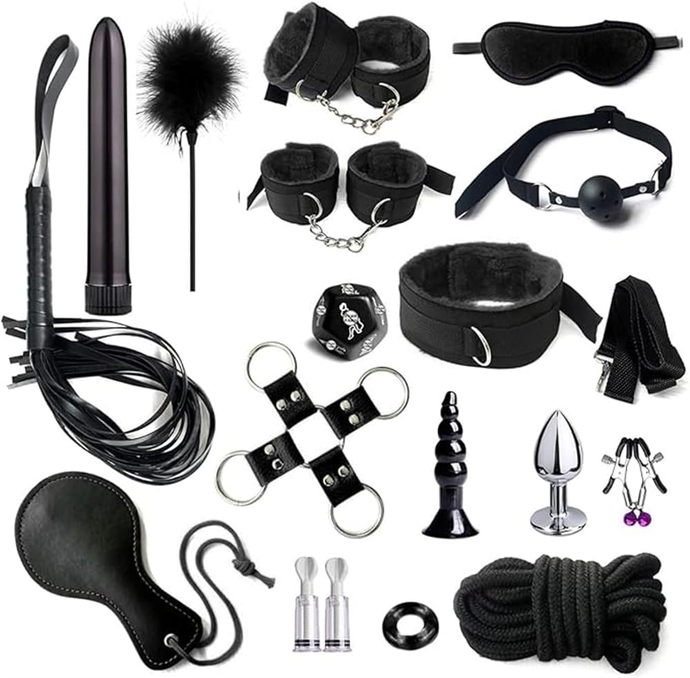 1 set di oggetti di scena per giochi di ruolo in nylon e pelle nera regolabili, festa di gioco in camera da letto