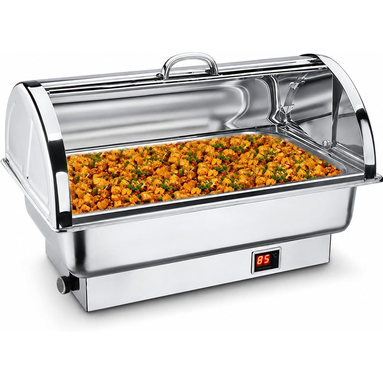 Calentador de Buffet Eléctrico 9L, Set Chafing Dish con Tapa Abatible