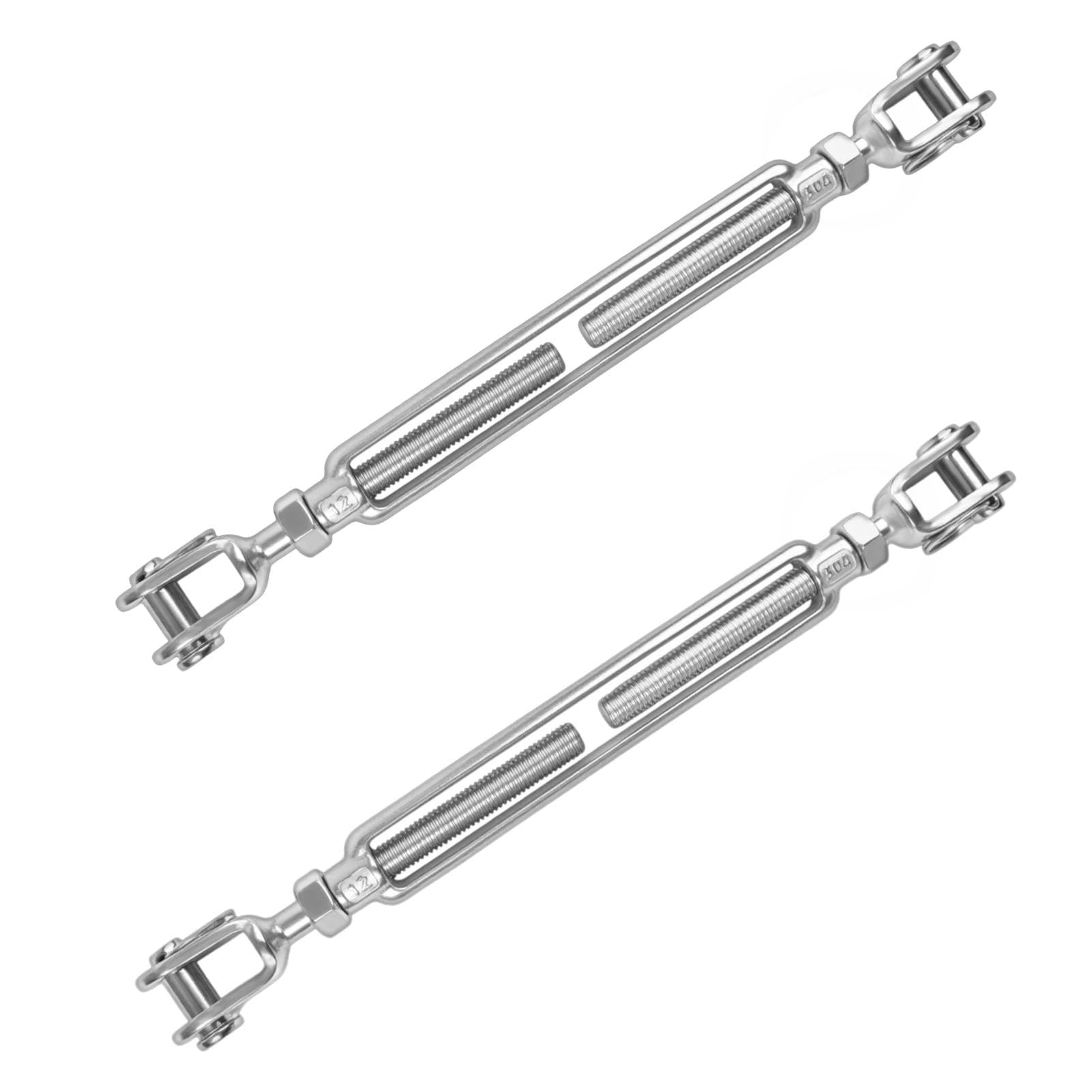 LEONTOOL 2 pcs M12 1/2 "Boucle de rotation Tendeur Mâchoire et tendeur de mâchoire Kit de porte anti-affaissement en acier inoxydable pour fil de câble, voile d’ombrage et tyrolienne de cour