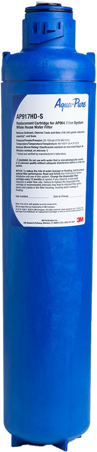 3M Aqua-Pure AP917HD-S Genuine Whole House Sanitary Quick Change Replacement Water Filter for AP904 System, Reduces Sediment, Chlorine Taste and Odor, and Scale