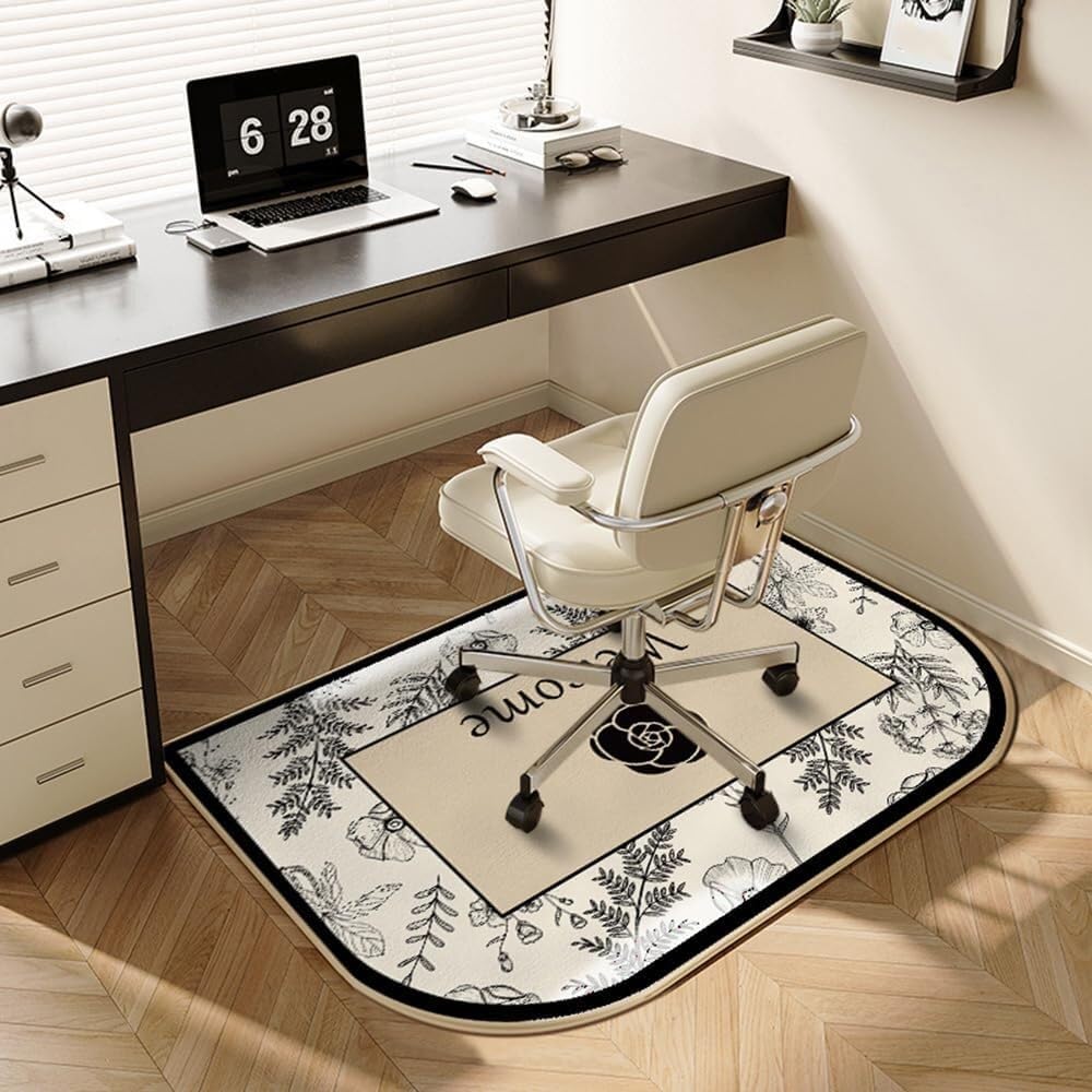 Thickened Modern Gaming Chair Cushion To Protect Carpets And Wooden Floors(Black Rose,90x120cm)