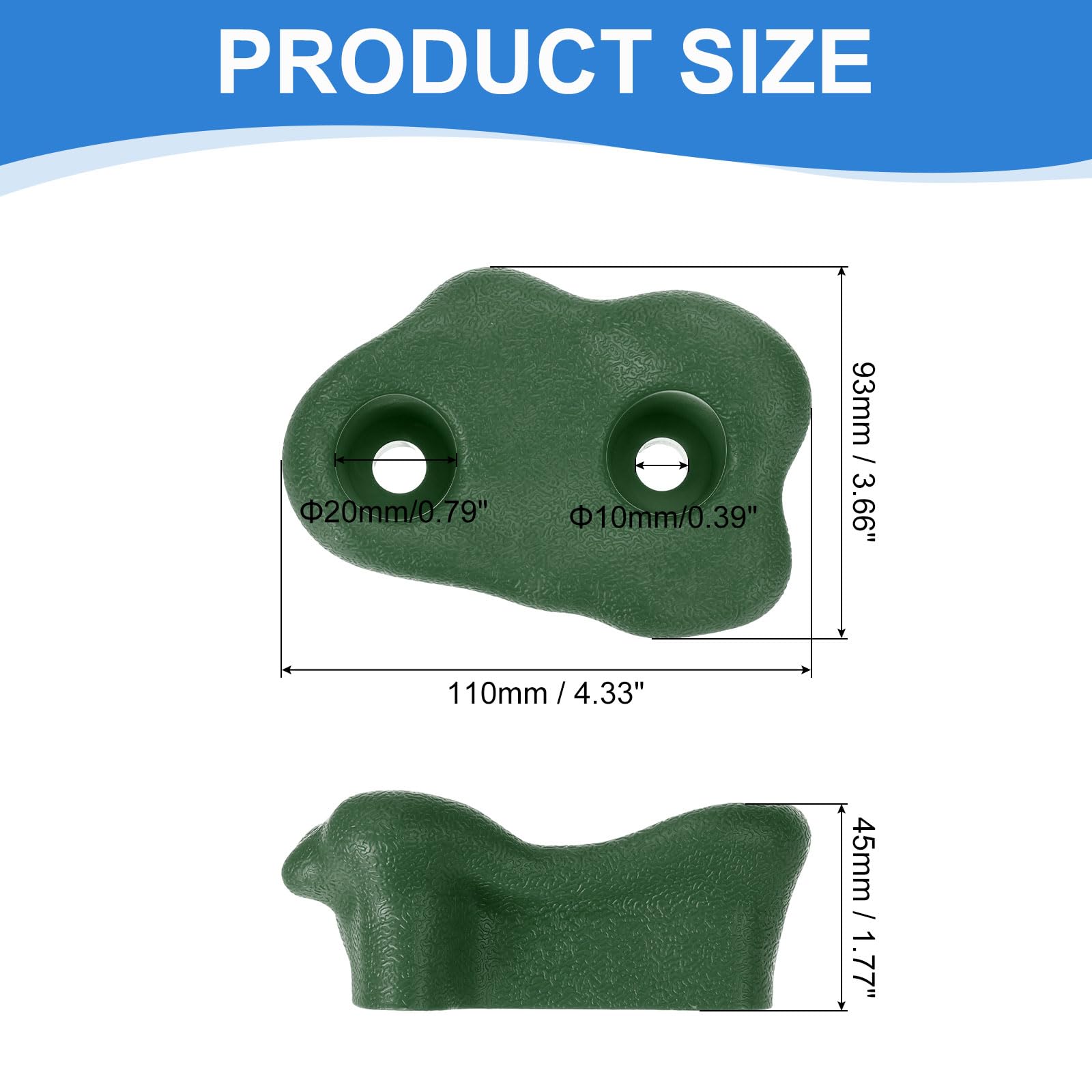PATIKIL Rock Climbing Holds, 10 Pcs Small Climbing Rock Wall Grips Play Set Climber Attachments with Double Hole for Playground Accessory Indoor Outdoor Tree Training, Green-D