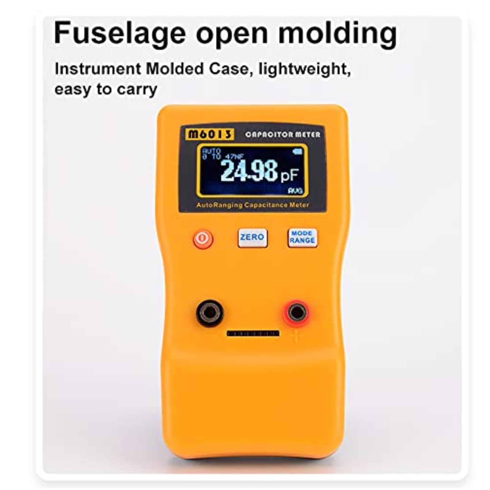 Digital Kapazitätsmessgerät, 0.01pf Bis 470mf Kondensator Messgerät Kapazitätsmesser, M6013 Auto-Ranging Capacitance Meter Capacitor Tester Mit 2 Testclips und Halterung für Gerätefehlerprüfung