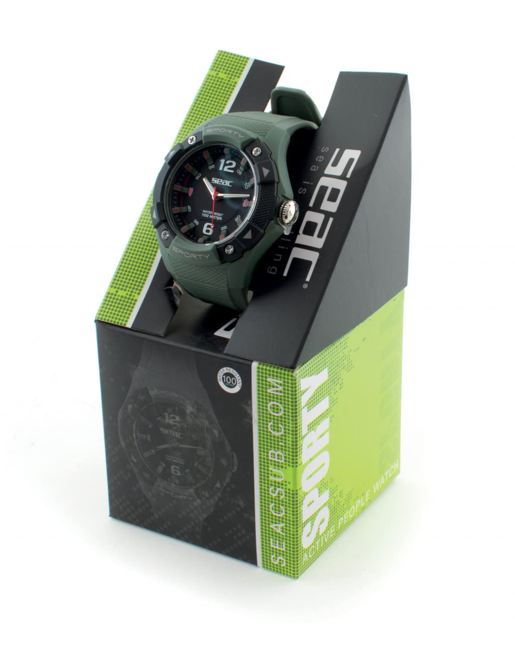 Seac Unisex Adult Sporty zegarek na rękę z gumową taśmą, wodoszczelny 100 m